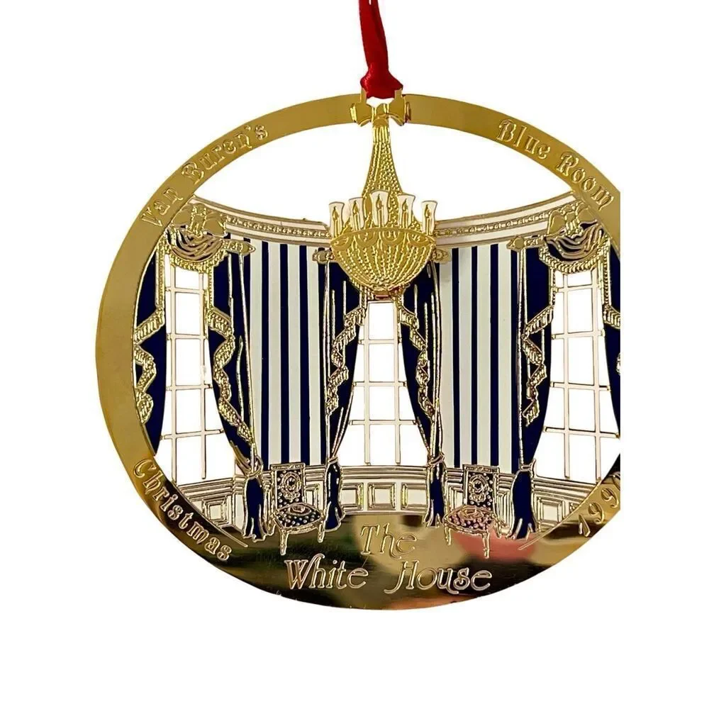 1990 White House Ornament: Martin Van Buren House, Blue Room Gold Brass